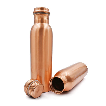 Adoko Pure Lacquer Coated Copper Bottles, BPA Free & Non-Toxic, Leak Proof and Joint Less with Ayurveda and Yoga Health Benefits 2Pcs Set (1 Litre Each)