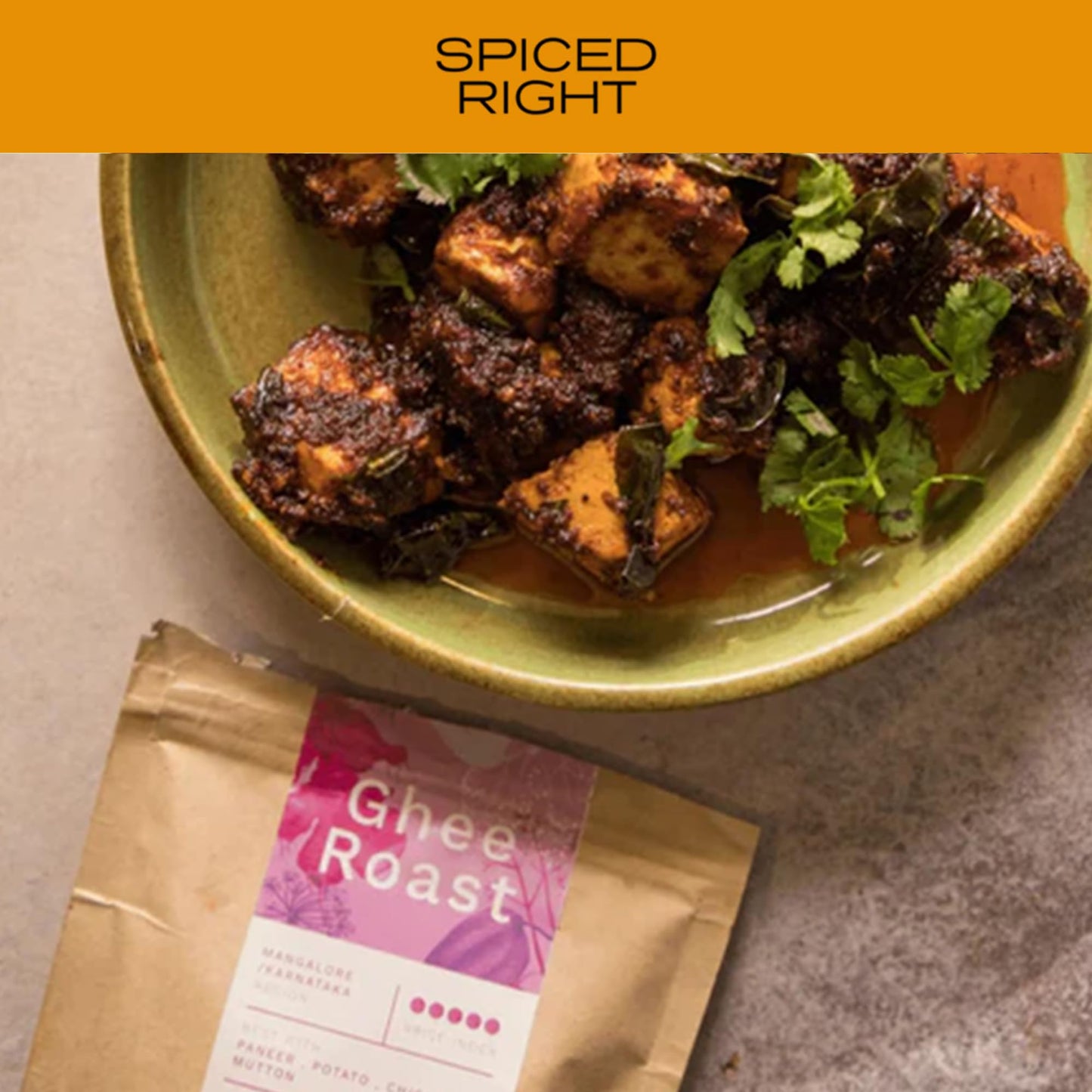 Spiced Right Mangalore Ghee Roast Masala 100g – Authentic South Indian Spice Blend for Chicken, Mutton, Prawn, Paneer & Veg Dishes – No Artificial Flavouring or Colouring