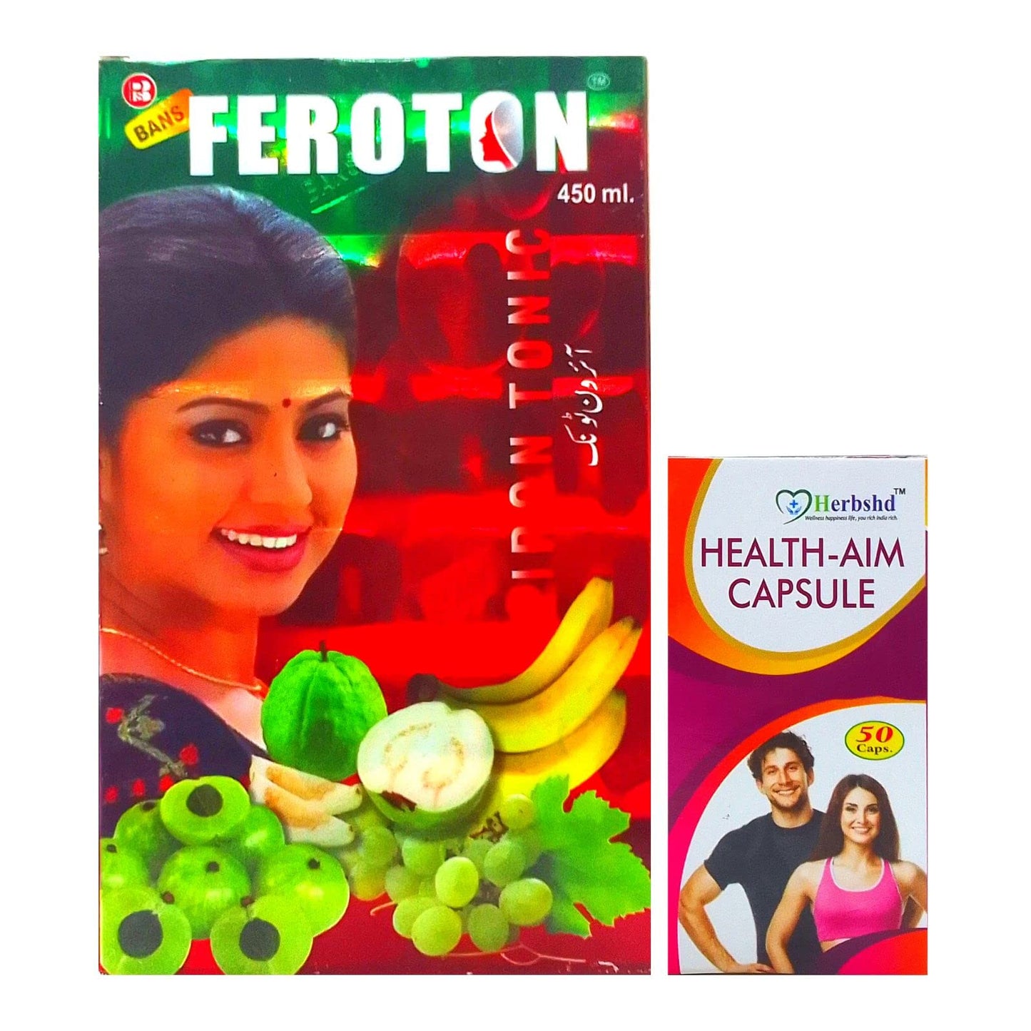 Buy Online Ayurvedic Herbshd Health aim weight gainer Capsule and Feroton Iron T