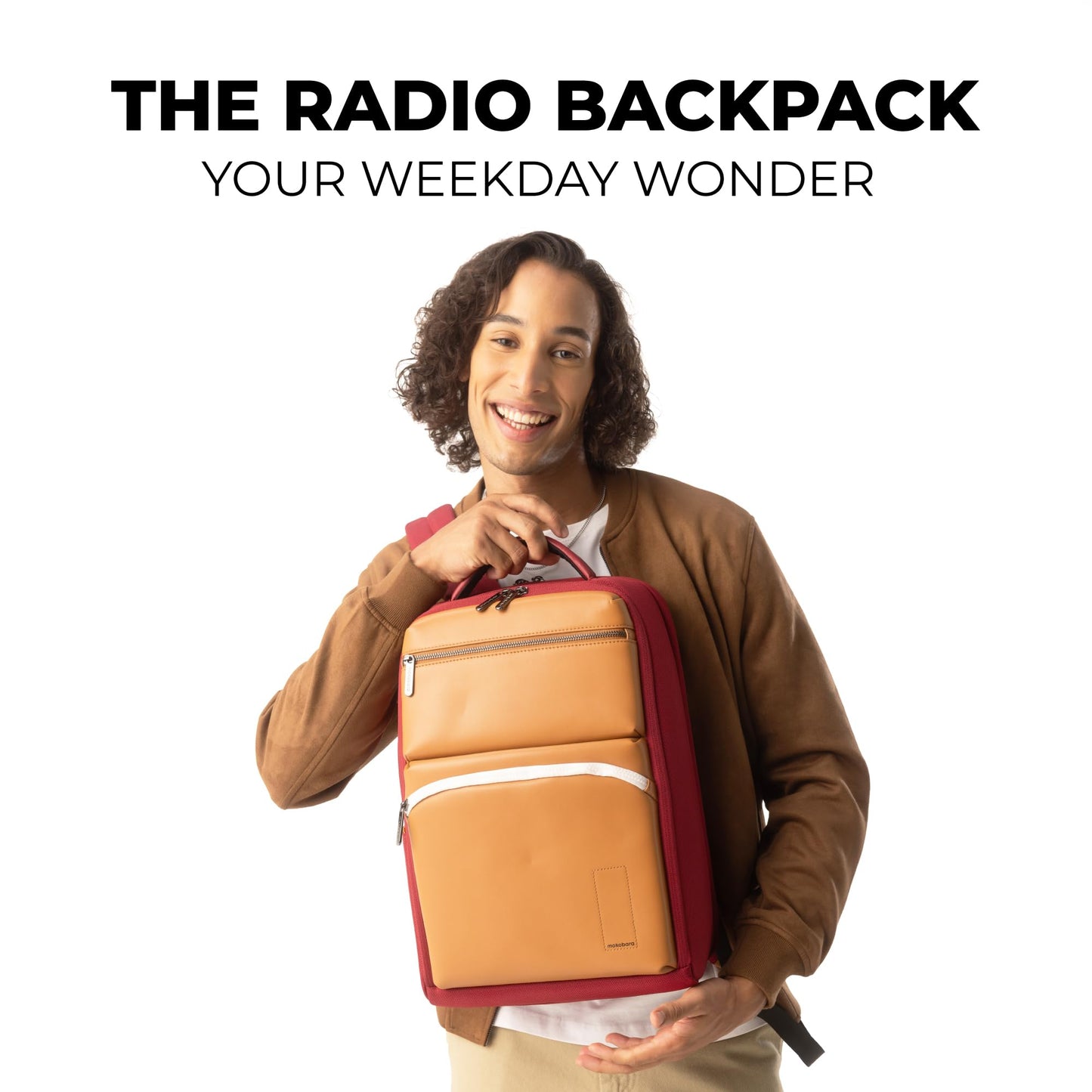 MOKOBARA The Radio Backpack Water-Resistant 15.6" Laptop Bag with Luggage Sleeve for Work, Travel, and Daily Use - Suitable for Men and Women (Money Moves, Black)