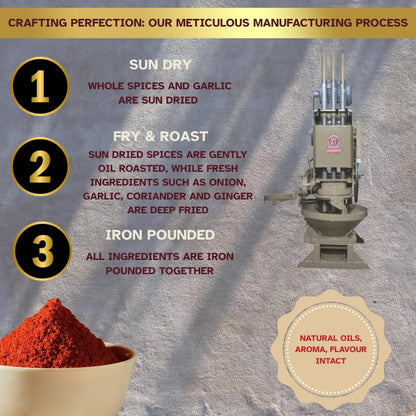 SRV SPICES Iron Pounded Assal Kolhapuri Masala | Authentic Kolhapuri Kanda Lasun Blend | Traditional Maharashtrian Onion Garlic Masala | 57 Years of Expertise | 100g Pack