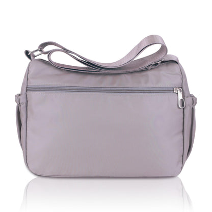 NFI essentials Crossbody Bag for Women, Multi-Layer Stylish Sling Bag for Girls, Nylon Shoulder Bag Purse for Ladies, Multi Pocket Travel Massenger Bag for Woman Latest (Pink)