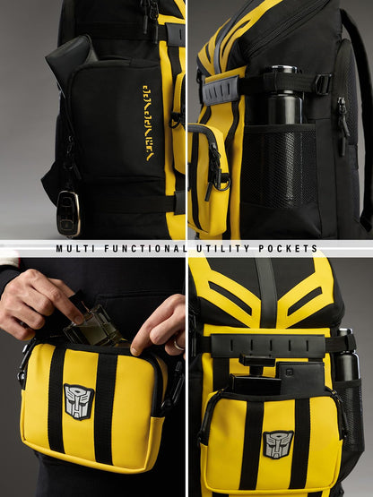 The Souled Store Bumblebee: Tactical Autobot Backpacks | Premium Padded Laptop Bag with Multi-Utility Pockets | Transformers Edition Unisex Travel Rucksack for Men & Women – Stealth Yellow & Black