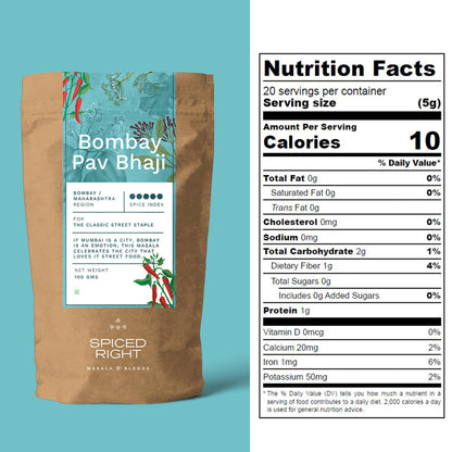 Spiced Right: Bombay Pav Bhaji Masala - Authentic 200g Blend for Pav Bhaji, Easy Cooking & Irresistible Flavors