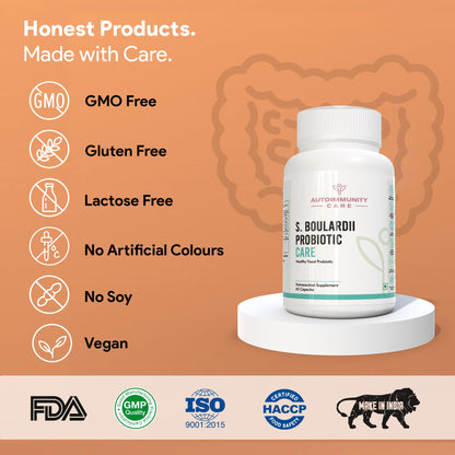 Autoimmunity Care S. Boulardii Care – Saccharomyces Boulardii Probiotic Supplement | 10 Billion CFU | Probiotics Supplement for Gut Health, Intestinal Lining & Microbial Balance | 60 caps (60 doses)