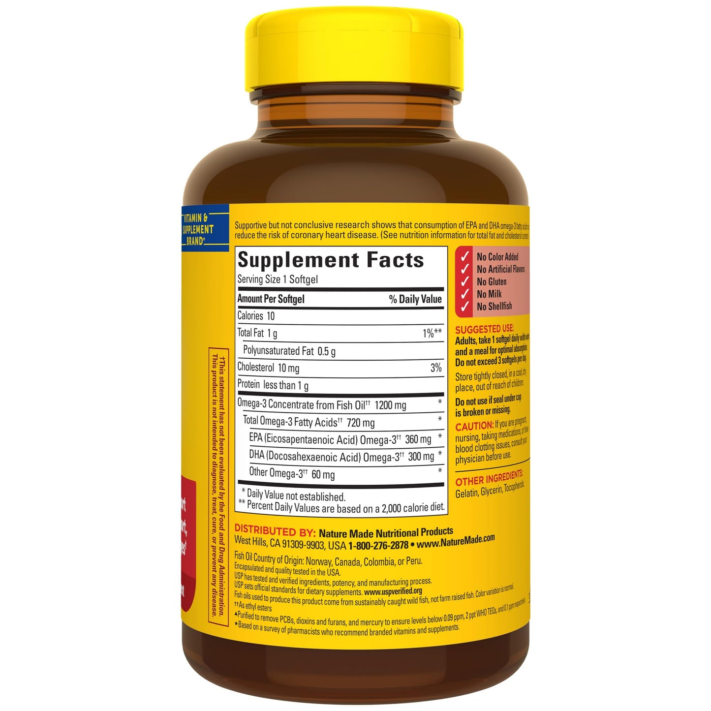 Nature Made One per Day Fish Oil 1200 mg Softgels 100 Count w. Omega-3 720 mg