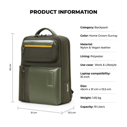 MOKOBARA The Work Backpack 19L Premium Nylon 16" Unisex Multipurpose Laptop Backpack (Home Grown Sunray 2.0)