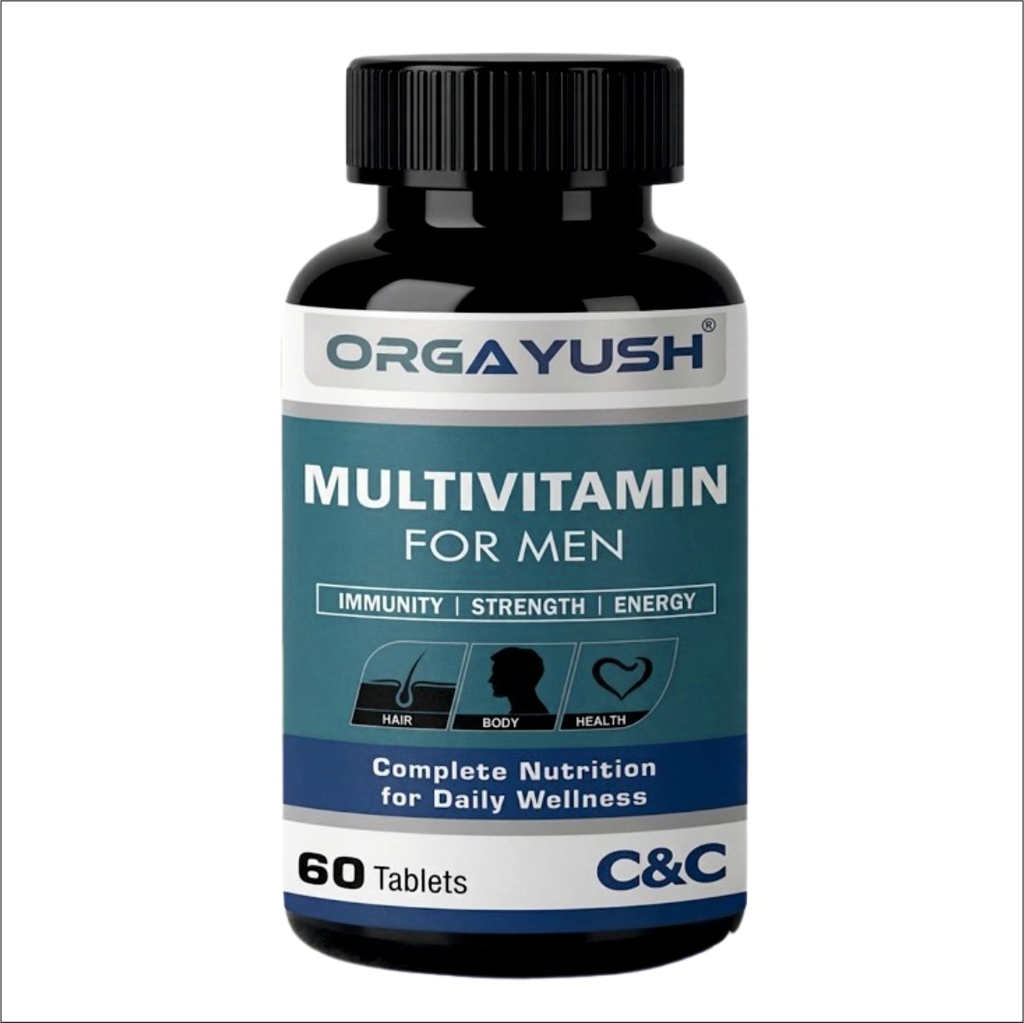 ORGAYUSH Men’s Multivitamin Tablets – Daily Energy & Immunity Support Supplement with Ginseng, Ginkgo Biloba, Grape Seed Extract, Vitamin B Complex, Vitamin C, Vitamin E (Pack of 1)