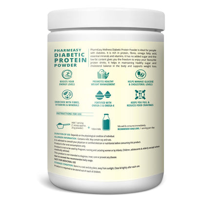 PharmEasy Diabetic Protein Powder - 400g | 5g Protein Per Serving | Sugar-Free Protein Powder for Diabetic Care | Supports Healthy Sugar Levels & Weight Balance | Vanilla Flavor