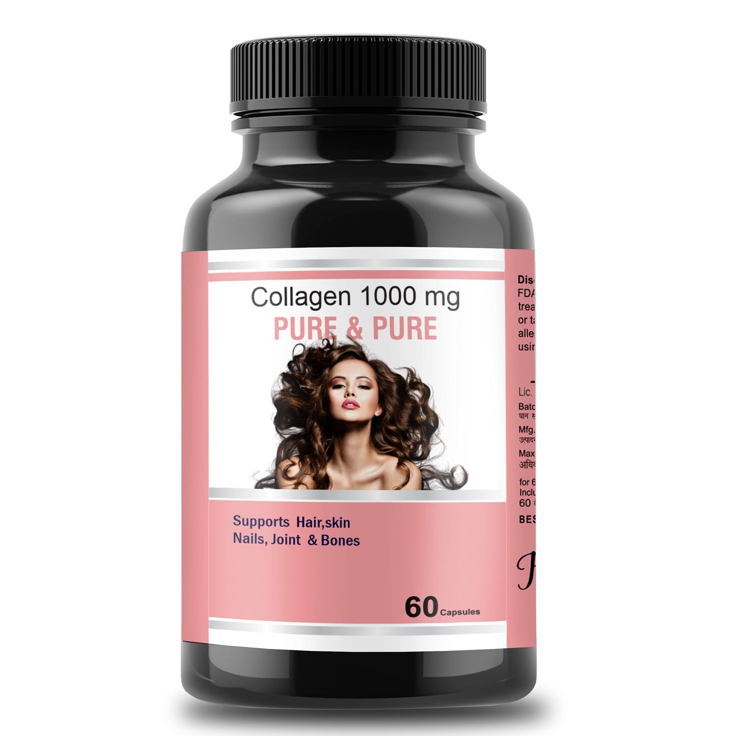 Pure & Pure Healthcare Organic Plant-Based Collagen Builder Supplement for Women, Boost Skin, Hair, Nail Joint & Bones Health, Vegan Formula for Radiant Beauty, 120Vegetarian Capsules 60 in each Pack