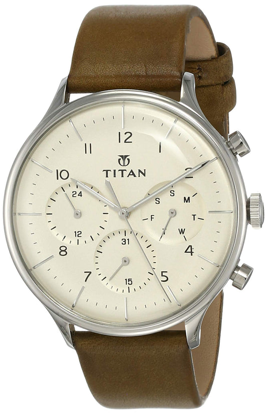 Titan Light Leathers Analog Beige Dial Men's Watch-90102SL02 / 90102SL02/NP90102