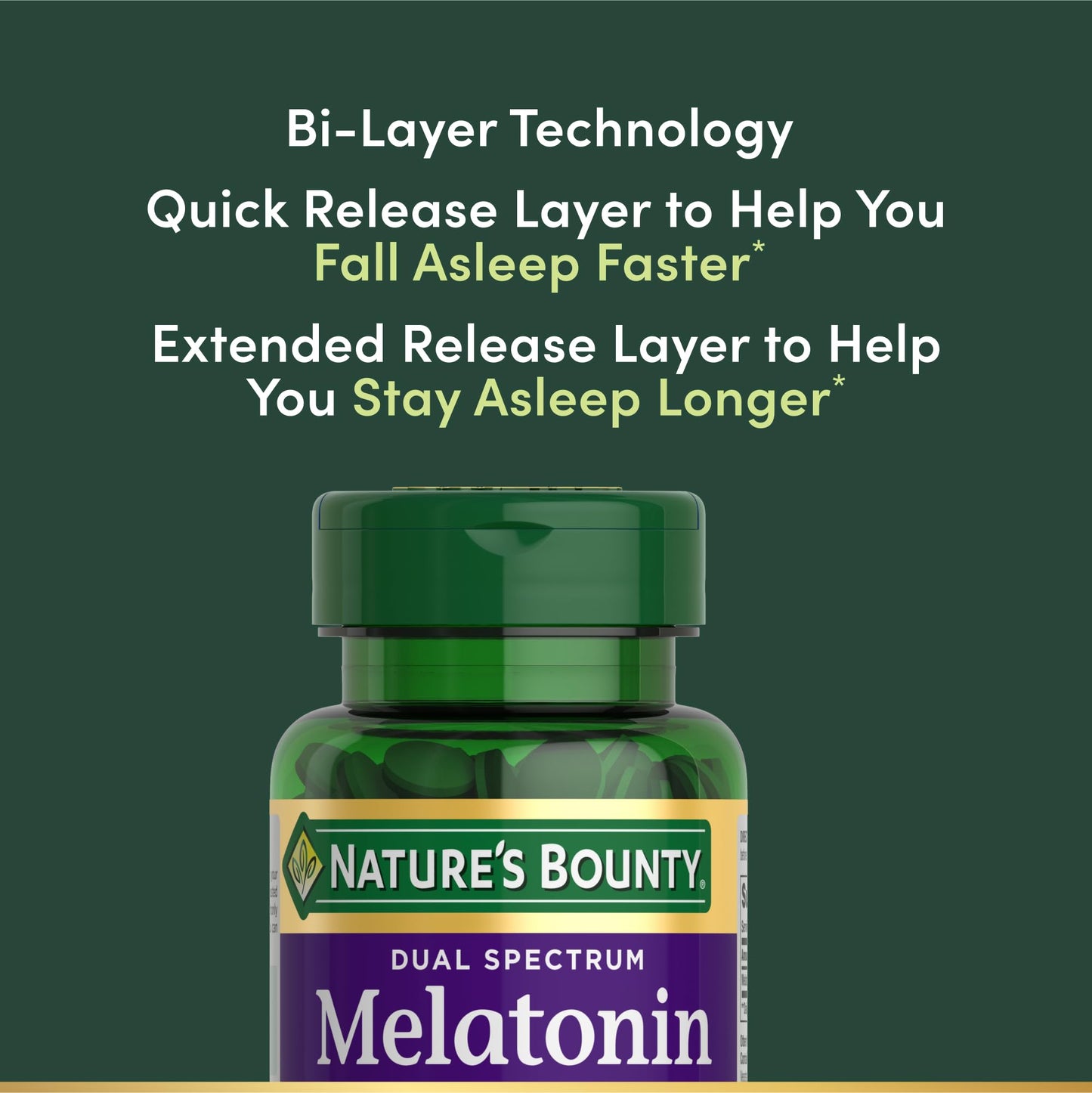 Nature's Bounty Dual Spectrum Bi-Layer Melatonin 5 mg Tablets - 60 Count