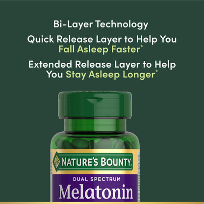Nature's Bounty Dual Spectrum Bi-Layer Melatonin 5 mg Tablets - 60 Count