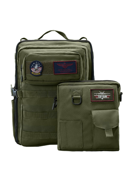 The Souled Store Top Gun Maverick 40 L Convertible Backpack – Green Unisex Utility Daypack with Laptop Sleeve & Travel-Ready Design