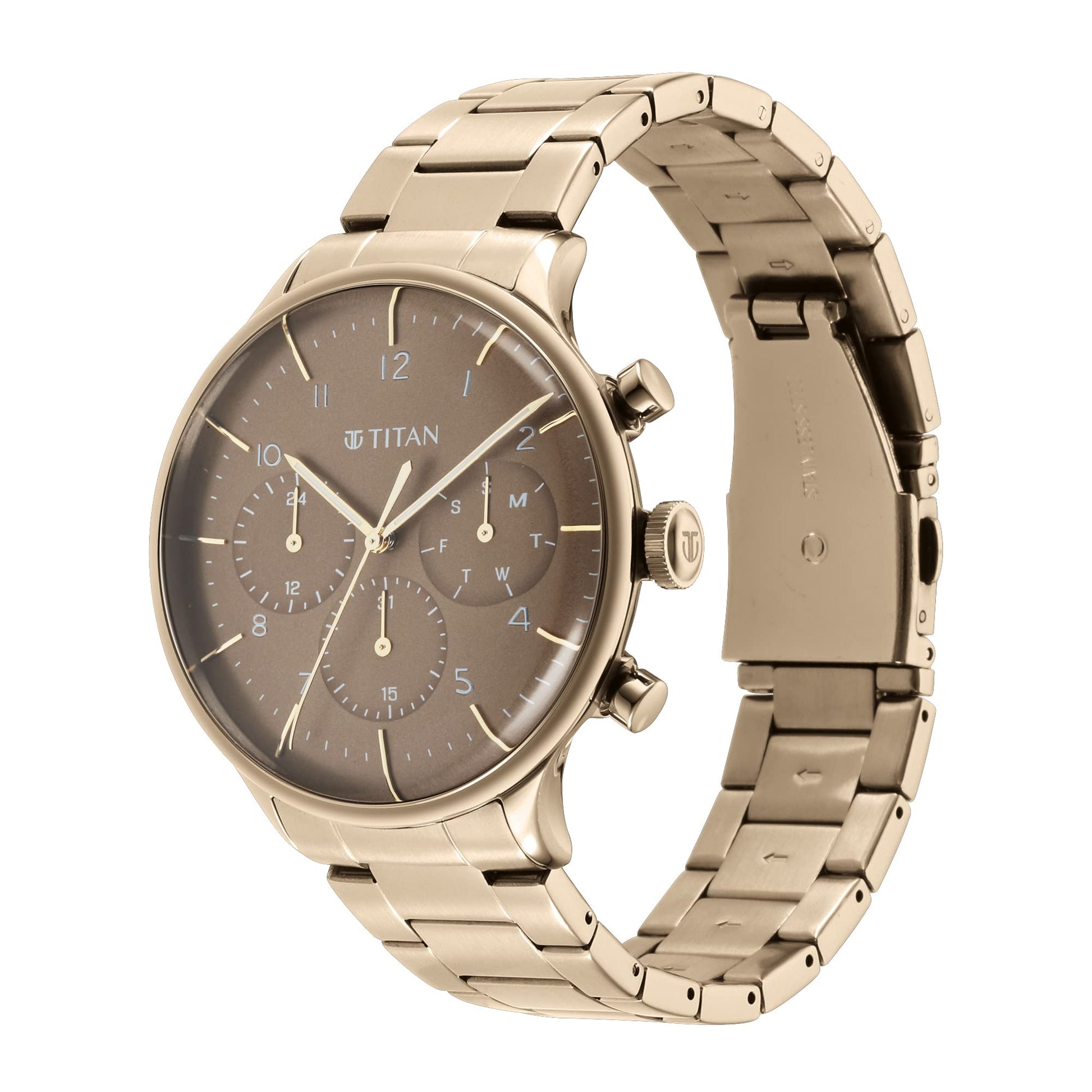 Titan Urban Magic Quartz Multifunction Brown Dial Brown Stainless Steel- image 4