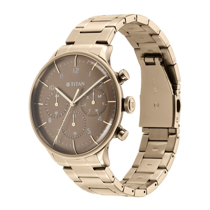 Titan Urban Magic Quartz Multifunction Brown Dial Brown Stainless Steel- image 4