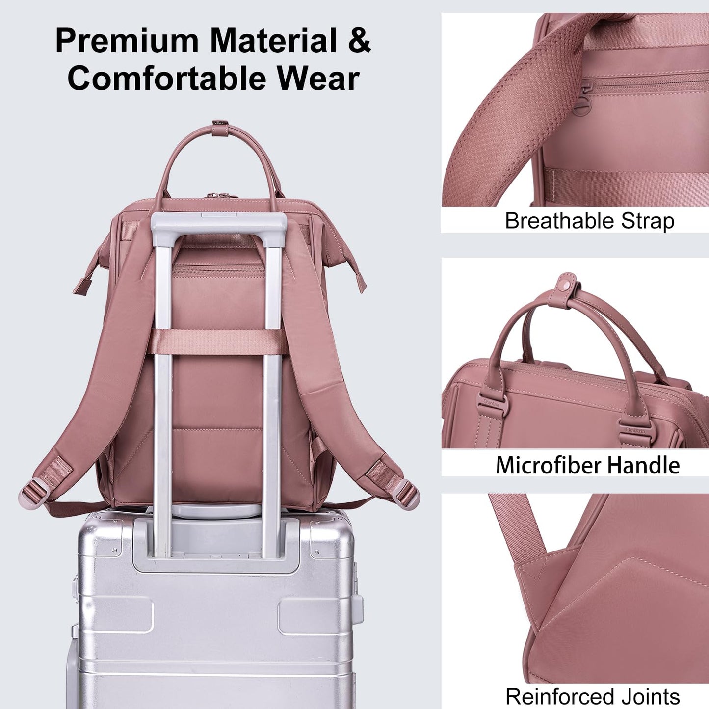 Chantria Laptop Backpack for Women 15.6-inch Work Office Backpack 13L Capacity Laptop Bag College Bookbag Water-resistant Casual Backpack for Travel (Nostalgia Rose)