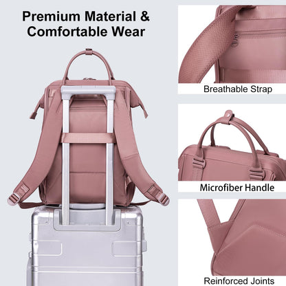 Chantria Laptop Backpack for Women 15.6-inch Work Office Backpack 13L Capacity Laptop Bag College Bookbag Water-resistant Casual Backpack for Travel (Nostalgia Rose)