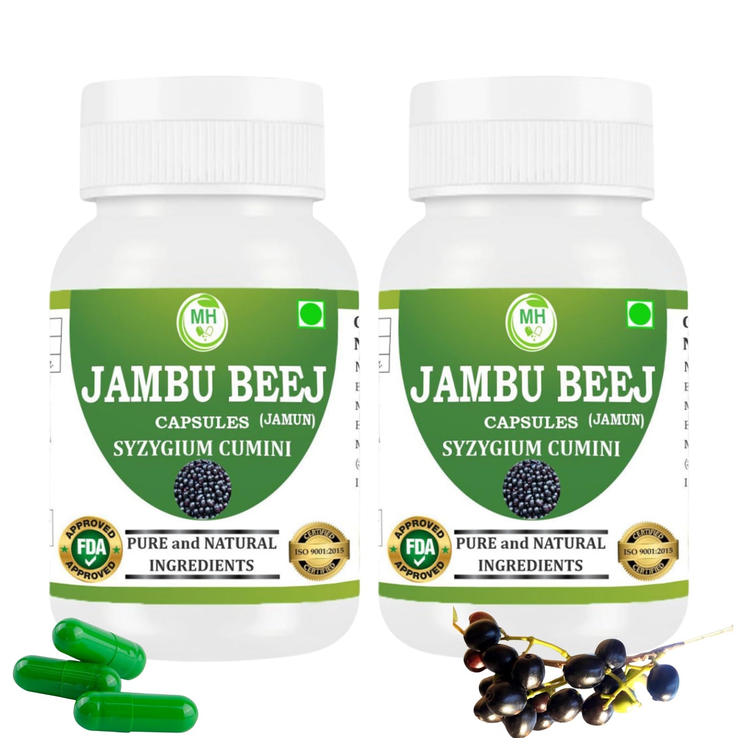 MORSAN HEALTHCARE | Jambu Beej Capsules 500mg – 60 Count | Vegetarian | Plant-Based | Herbal Supplement | No Artificial Additives | Gluten-Free | Organic (pack of 2)