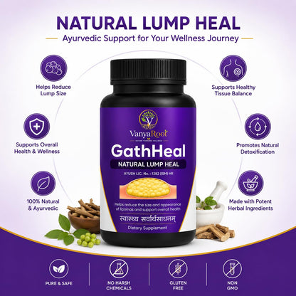 GathHeal Natural Lump Heal Supplement | Ayurvedic Herbal Wellness Formula for Overall Health Support | Premium Herbal Dietary Supplement | (Pack Of 60 Capsules)