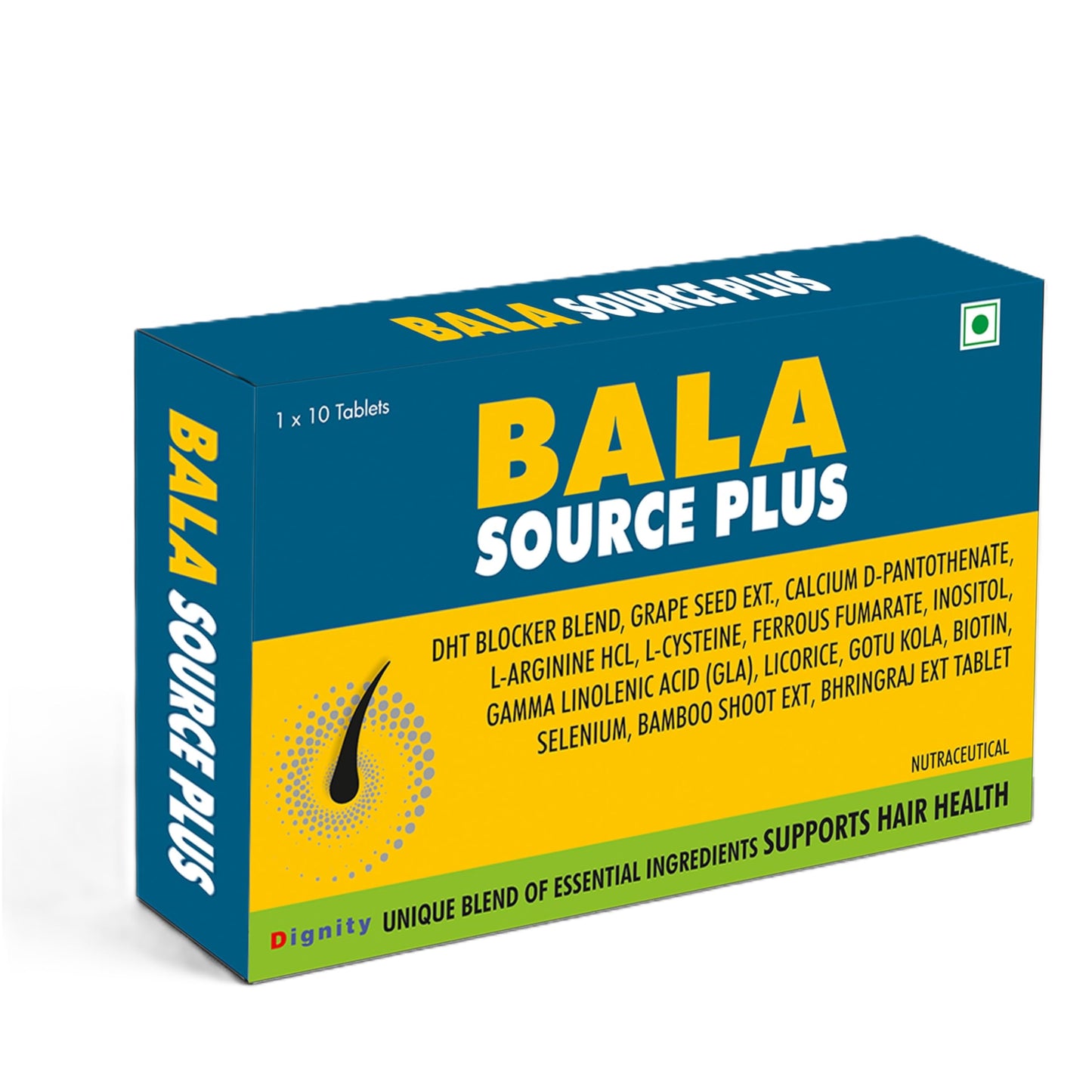 Balasource Plus Tablets | Hair Health Supplement with Biotin, DHT Blocker, Vitamins, Minerals & Herbal Extracts | Supports Strong, Thick & Healthy Hair Growth | 10 Tablets
