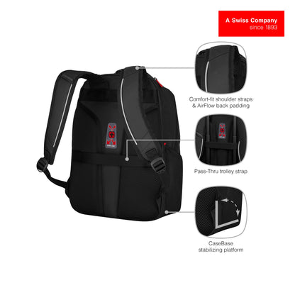 WENGER Altair 15.6" Laptop Backpack, Black, 22 Litres, Swiss Designed, 653186