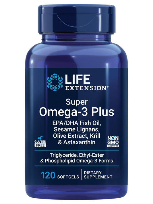 Life Extension Super Omega-3 Plus EPA/DHA Fish Oil, Sesame Lignans, Olive Extract, Krill & Astaxanthin - Heart, Brain & Joint Health Support - Gluten-Free, Non-GMO - 120 Softgels