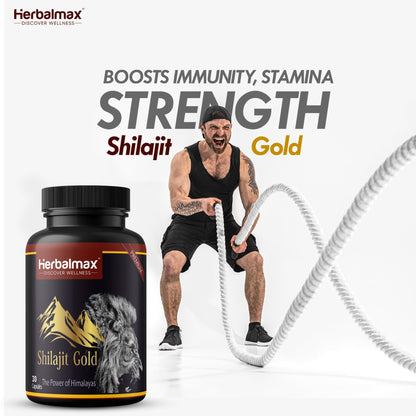 Herbalmax Himalayan Shilajit Gold 800 mg 30 Veg Capsules Pack of 3 – Original Shilajit Supplement for Endurance, Stamina, Strength, Energy & Immunity