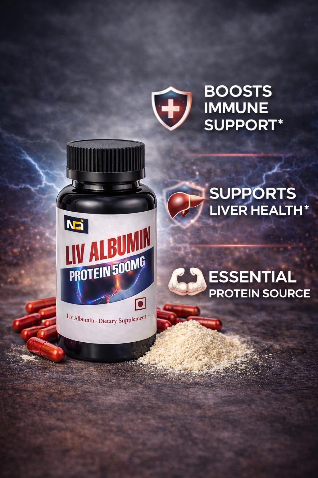 Liv Albumin Capsules Supplement (60 counts Bottle Pack)