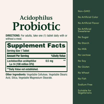 Nature's Bounty Acidophilus Probiotic, Pack of 120 Tablets