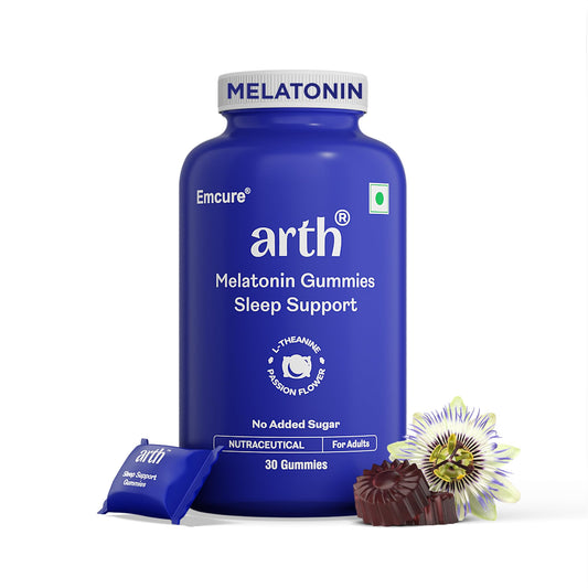 Arth 5mg Melatonin Gummies For Deep Sleep, Relaxation & Calmness -30 Sleep Gummies for Men & Women | L-Theanine, Chamomile & Passion Flower | Regulates Sleep Cycle | No Added Sugar | Cranberry Flavour