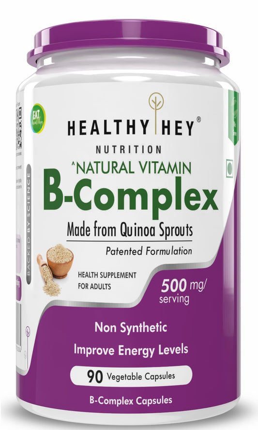 HealthyHey Nutrition Natural Vitamin B-Complex - from Quinoa Sprout - 90 Vegetable Capsules