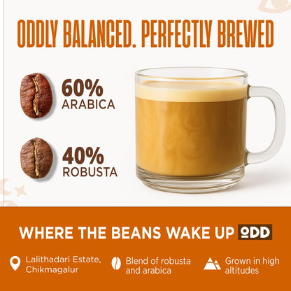 ODD COFFEE ROASTERS House Blend 60% Arabica 40% Robusta Roasted Coffee Powder 250 Gram Medium Roast | AAA Grade Specialty Beans | Chocolaty Nutty | Single Origin Ground Coffee Powder for Cold Brew
