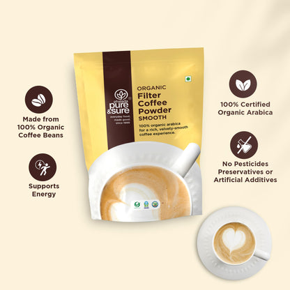 Phalada Pure & Sure Pure & Sure Organic Filter Coffee Powder Smooth | Ground Coffee | Pure & Sure South Indian Filter Coffee Powder | Fresh Coffee 200g.