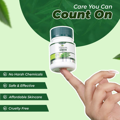 Lee Neem Capsules | Pure Neem Extract Supplement | Natural Protection Against Allergies & Infections | Promotes Clear Skin & Healthy Hair | 60 Capsules (Pack of 2)