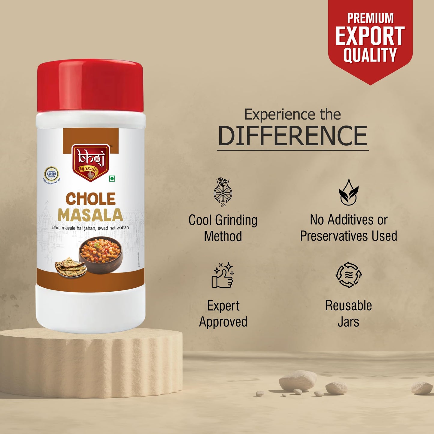 Bhoj Masale Chole Masala 450GM | Blended Spice With Natural Oils for Authentic Taste and Colour | For Healthy Delicious & Flavourful Cooking. No colour, no preservatives, no onion and no garlic ( Jain Masala )