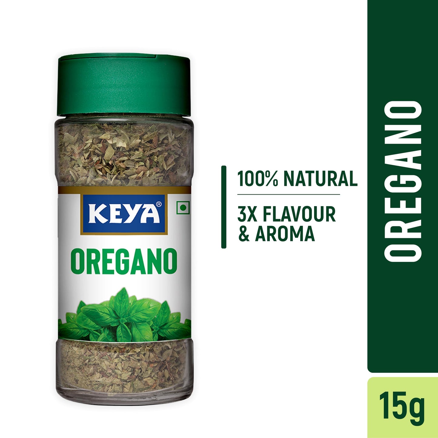 Keya Oregano | Freeze Dried | Seasoning For Pizza, Pasta, Marinades And Soups | No Artificial Flavours And Colours | Sprinkler |15g/9g