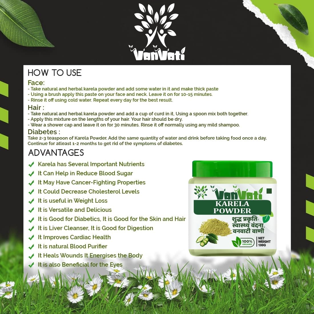 VANVATI Premium Karela Powder Herbal For Health Care And Wellness Powder 100gm