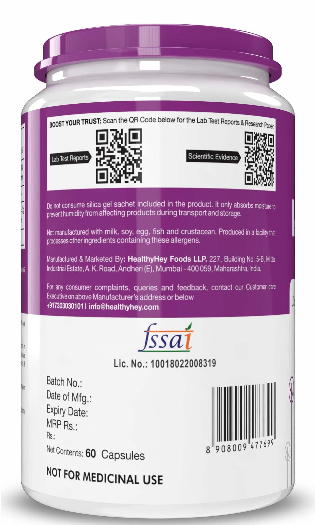 HealthyHey L-Carnitine & L-Tartrate (LCLT) - 60 Vegetable Capsules (Pac- image 3