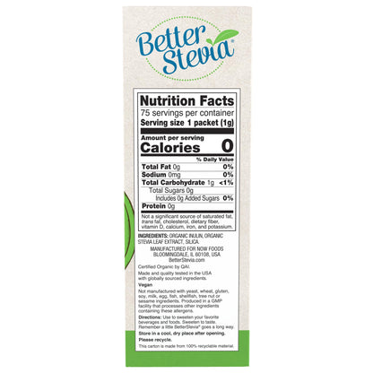 NOW Foods Organic BetterStevia,75 Packets- image 7