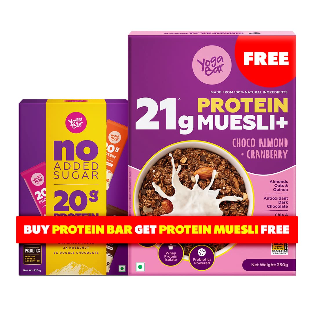 Yogabar 20 grams Protein Bars Variety Pack of 5 X 70 grams Each (350 grams) & 21