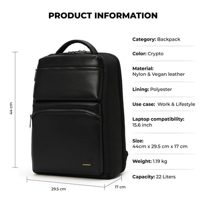 MOKOBARA The Radio Backpack Water-Resistant 15.6" Laptop Bag with Luggage Sleeve for Work, Travel, and Daily Use - Suitable for Men and Women (Money Moves, Black)