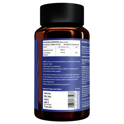hk vitals 100% Magnesium Glycinate (1880mg) 120 Tablets | For Better Sleep Quality & Muscle Recovery