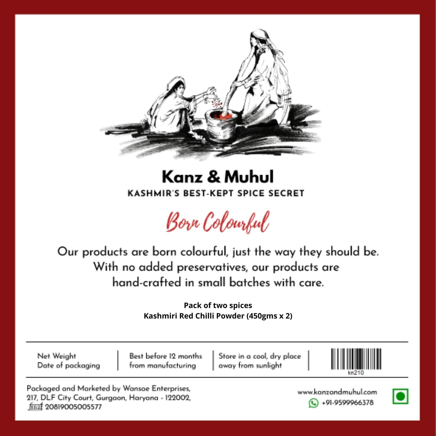 Kanz & Muhul Traditional Kashmiri Masala Tikki 80 Gm, Vaaer Masala Ready to Use Tadka Garam Masala - Matamaal's Special - 80 Grams (1 Piece) kasmiri masala Tikki