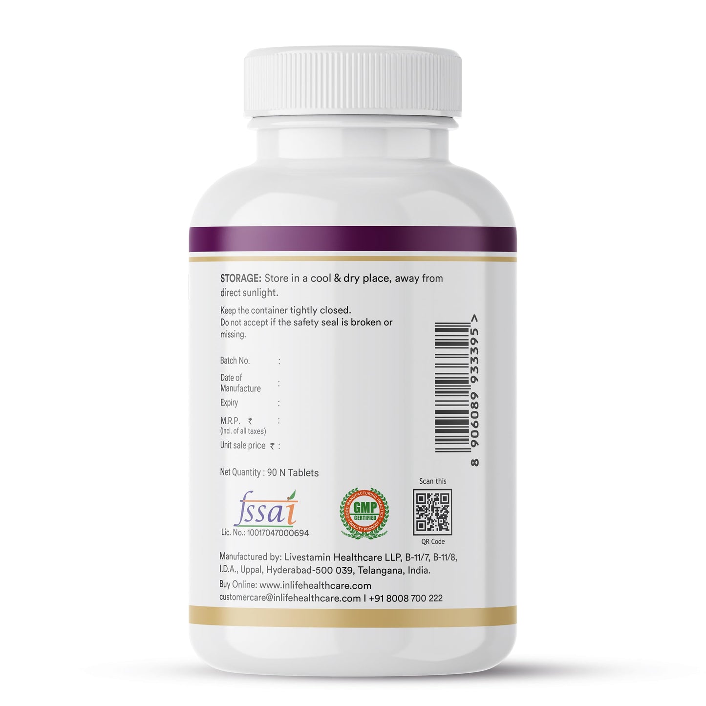 INLIFE Multi Collagen Complex Tablets | 5 Types Peptides I, II, III, V & X with Biotin, Hyaluronic Acid | Collagen Powder Supplements for Women & Men - 90 Tablets (Pack of 1)