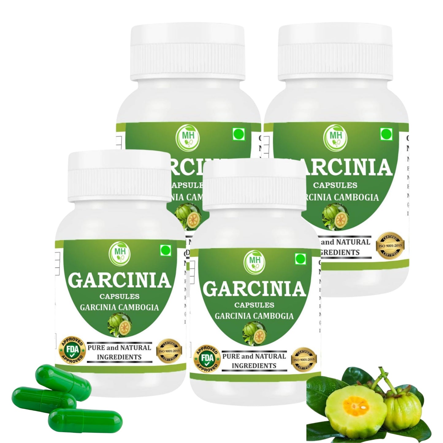 Morsan Healthcare Garcinia Cambogia Capsules 500 mg – 60 Veg Capsules x 4 Pack | Natural Herbal Formula | Plant-Based | Gluten-Free & Vegan