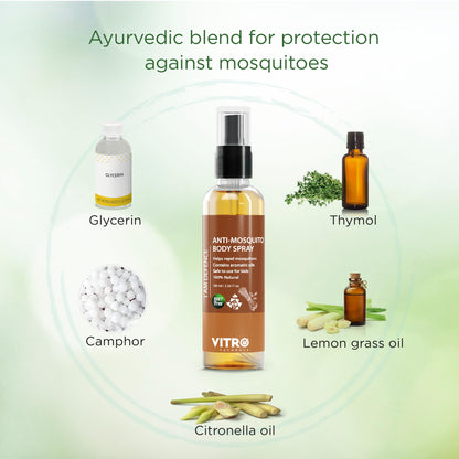 Vitro Mosquito Repellent Body Spray - Mosquito Repellents for Kids, Safe and Gentle on Skin, Pleasent Smell 100 ml | I AM Difference (Pack of 2)