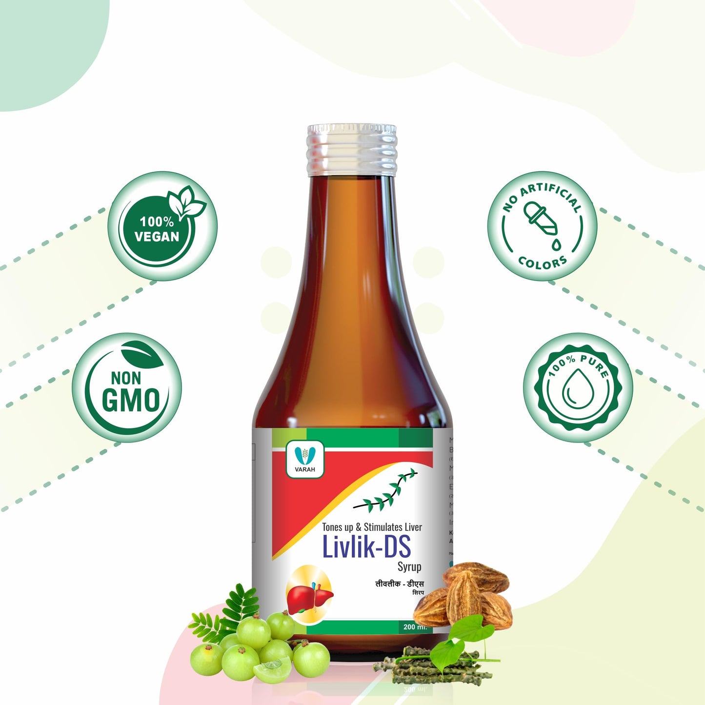 Varah Healthcare - Livlik DS Syrup | Ayurvedic Liver Detox and Digestive Support | Immune System Boost | Antioxidant Protection | 200ml