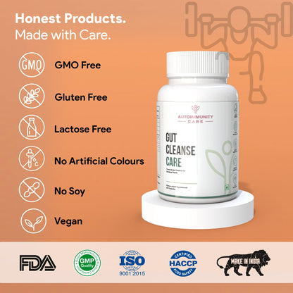 Autoimmunity Care Gut Cleanse | Berberine HCL & Herbal Blend for Gut Health, Sugar Control, Immunity, Liver Detox & Metabolism Support | 60 Capsules