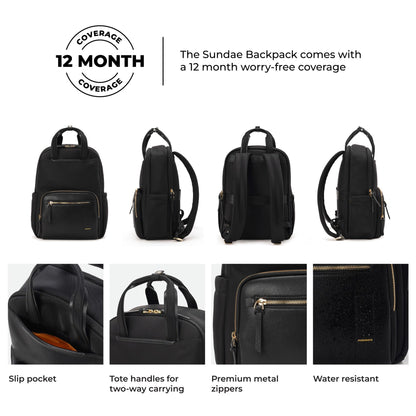 MOKOBARA Sundae Backpack | Fits 15 Inch Laptop, 20L Capacity, Scratch-Free Microsuede Lining | Water Resistant Soft Nylon Fabric, Vegan Leather Trims | Organized Travel | Money Moves, Black